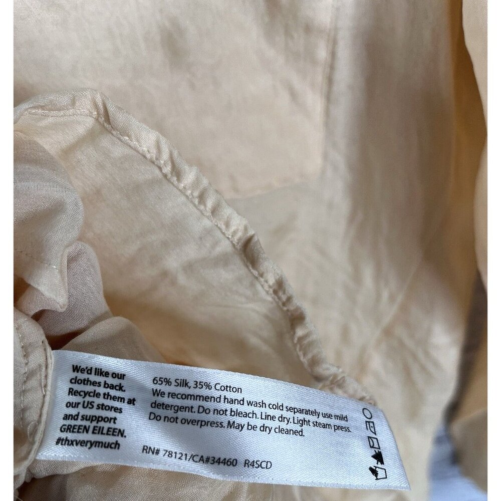 EILEEN FISHER Women's Peach Silk/Cotton Button Down Blouse - Picture 3 of 5